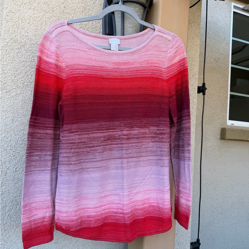 Chico’s Red and Pink Ombre Sweater size 0
